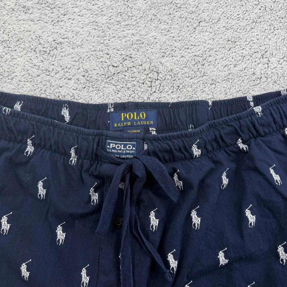 Polo Ralph Lauren Pajama Shorts Mens XL Blue Pony Print Lounge Sleep Loungewear